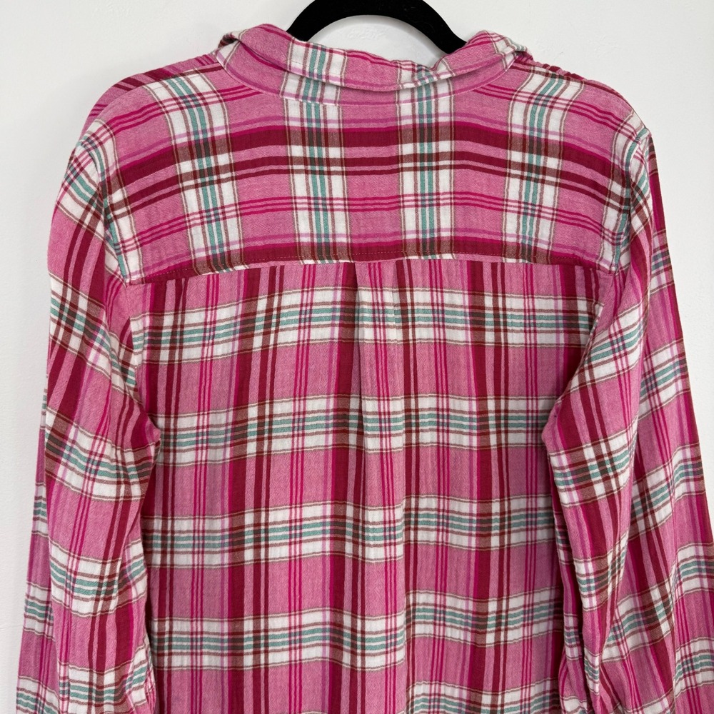 J.Crew Plaid Button Down Shirt Pink‎ Green Long Sleeve Sz L Cotton Flannel Cozy - Picture 6 of 11